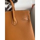 Hermes Birkin 25 Retourne Handmade Bag In Gold Epsom Calfskin