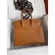 Hermes Birkin 25 Retourne Handmade Bag In Gold Epsom Calfskin