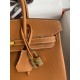 Hermes Birkin 25 Retourne Handmade Bag In Gold Epsom Calfskin