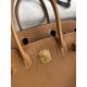 Hermes Birkin 25 Retourne Handmade Bag In Gold Epsom Calfskin