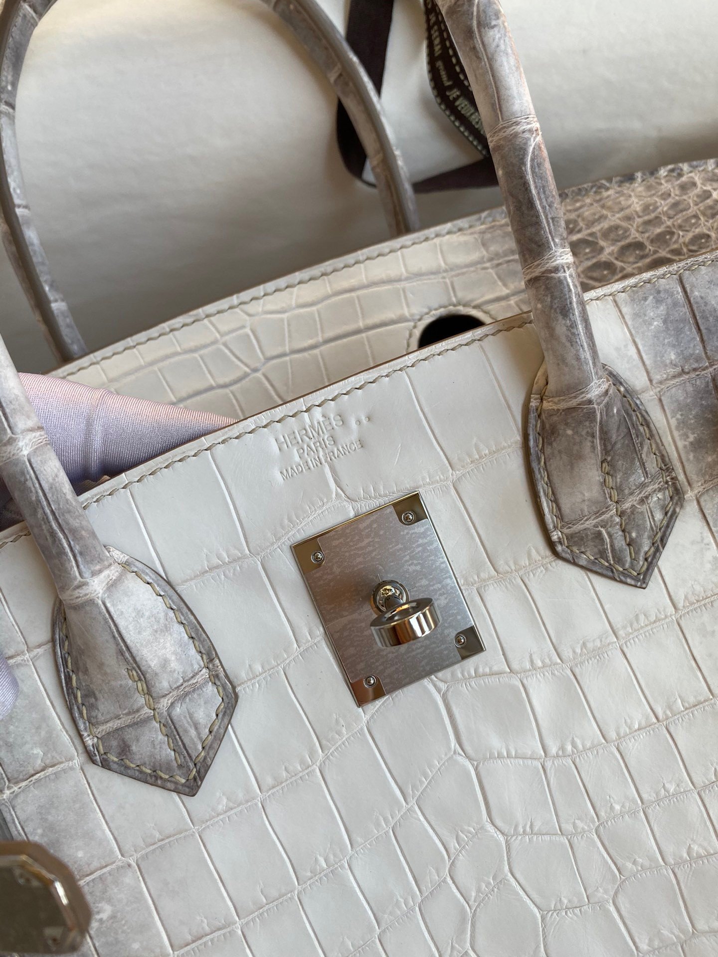 Hermes Birkin 25 Retourne Bag In Himalaya Niloticus Crocodile Skin