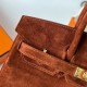 Hermes Birkin 25 Retourne Handmade Bag In Brown Doblis Suede Leather