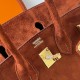 Hermes Birkin 25 Retourne Handmade Bag In Brown Doblis Suede Leather