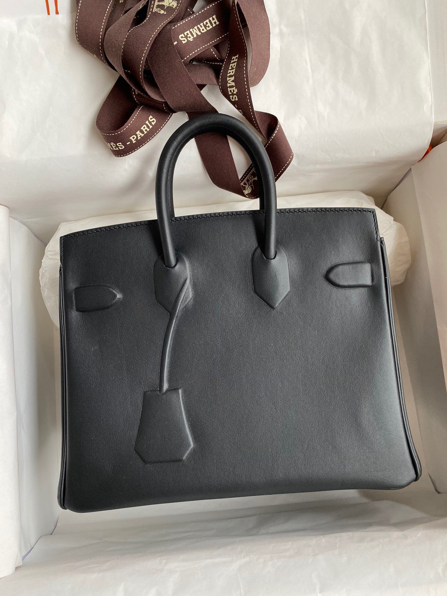 Hermes Shadow Birkin 25 Limited Edition Bag In Black Swift Calfskin