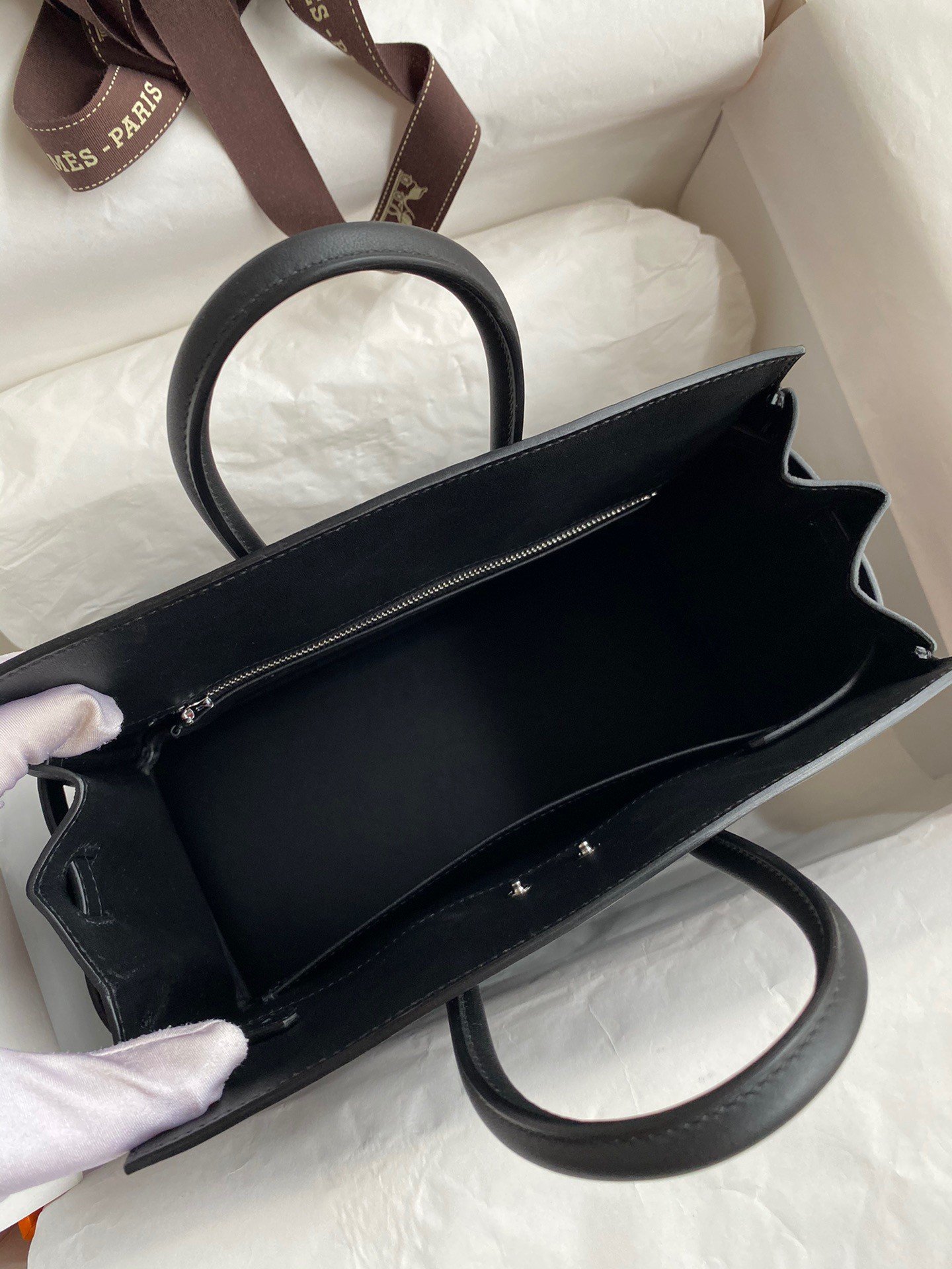 Hermes Shadow Birkin 25 Limited Edition Bag In Black Swift Calfskin