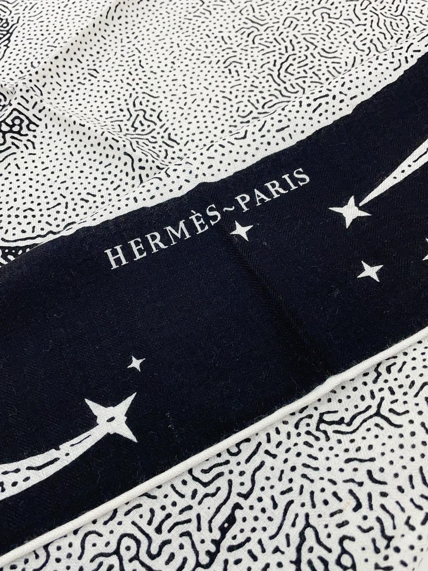 Hermes Black Clair de Lune Shawl 140