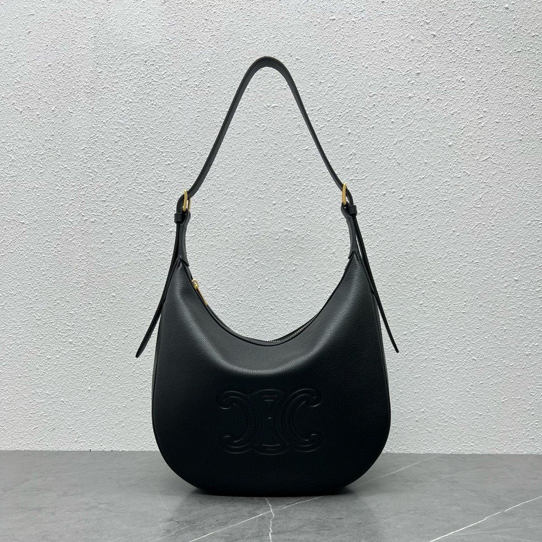 Celine Heloise Cuir Triomphe Bag in Black Calfskin