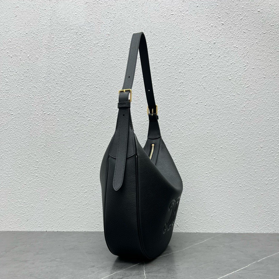 Celine Heloise Cuir Triomphe Bag in Black Calfskin