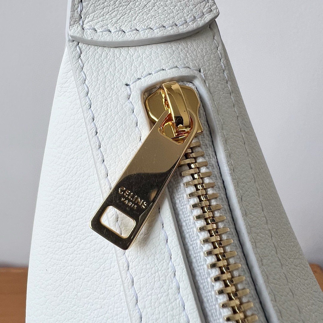 Celine Heloise Cuir Triomphe Bag in White Calfskin