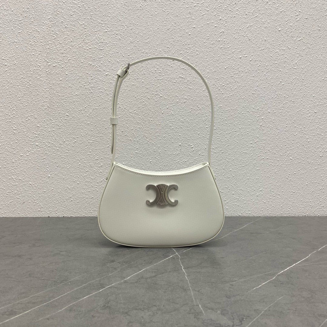 Celine Tilly Medium Bag in White Calfskin