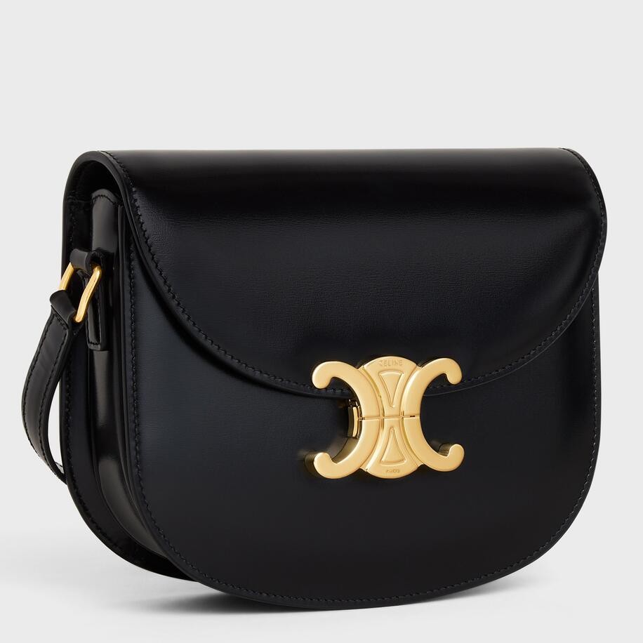 Celine Besace Clea Bag in Black Shiny Calfskin