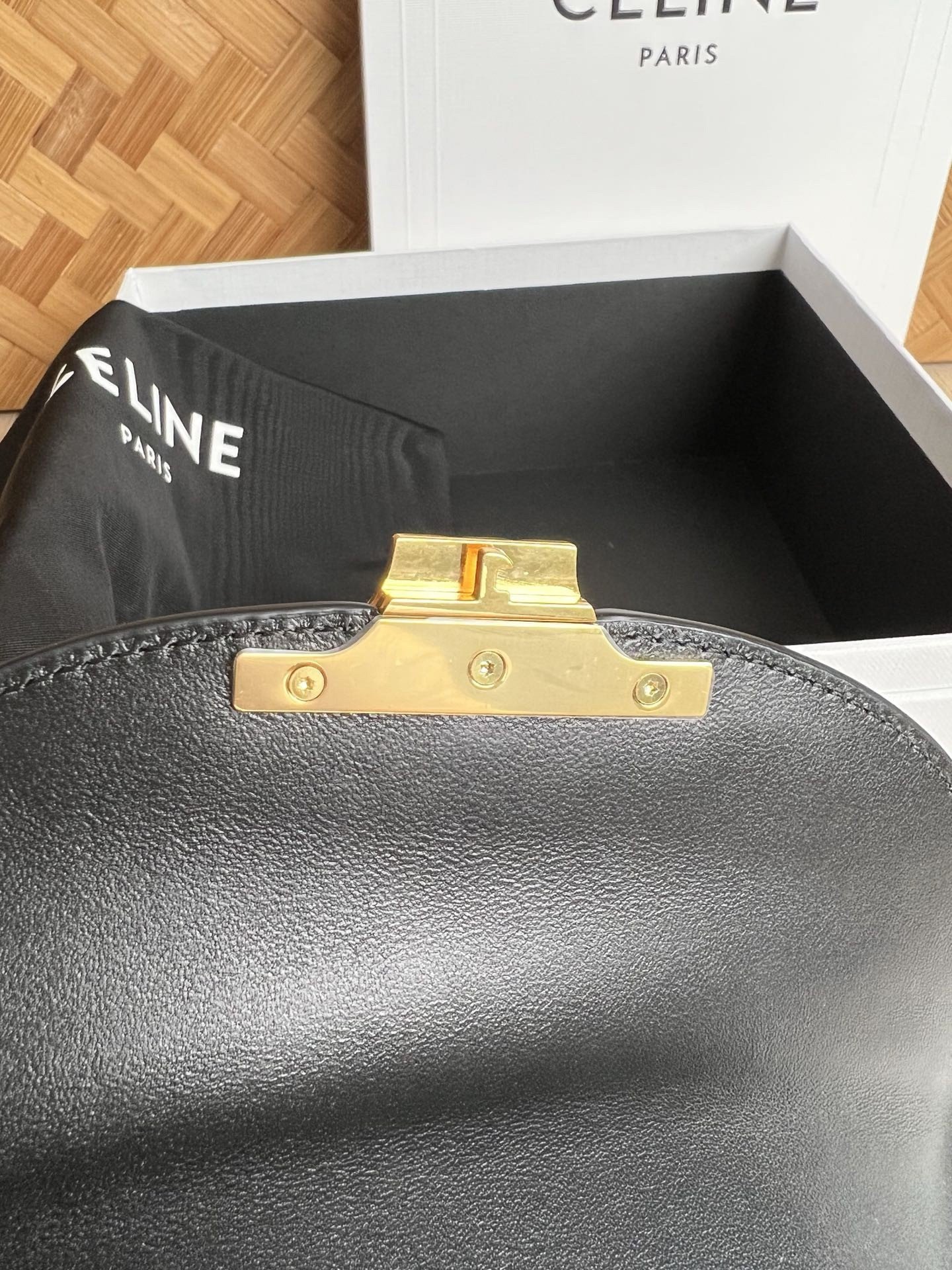 Celine Besace Clea Bag in Black Shiny Calfskin