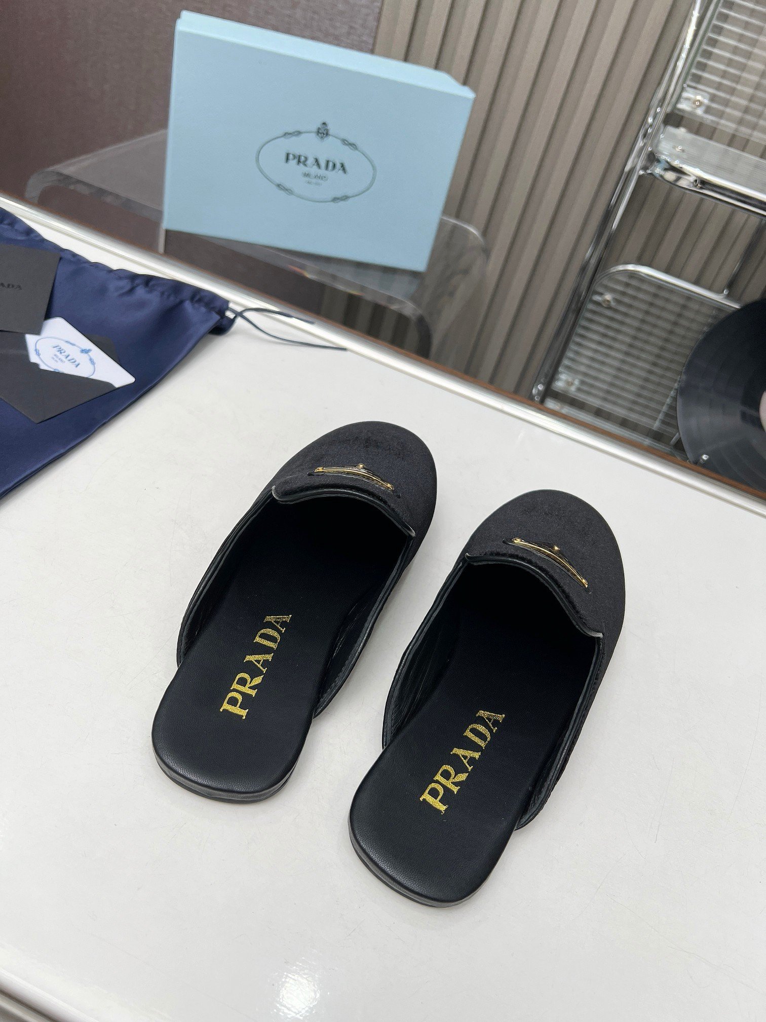 Prada Women's Slippers in Black Velvet