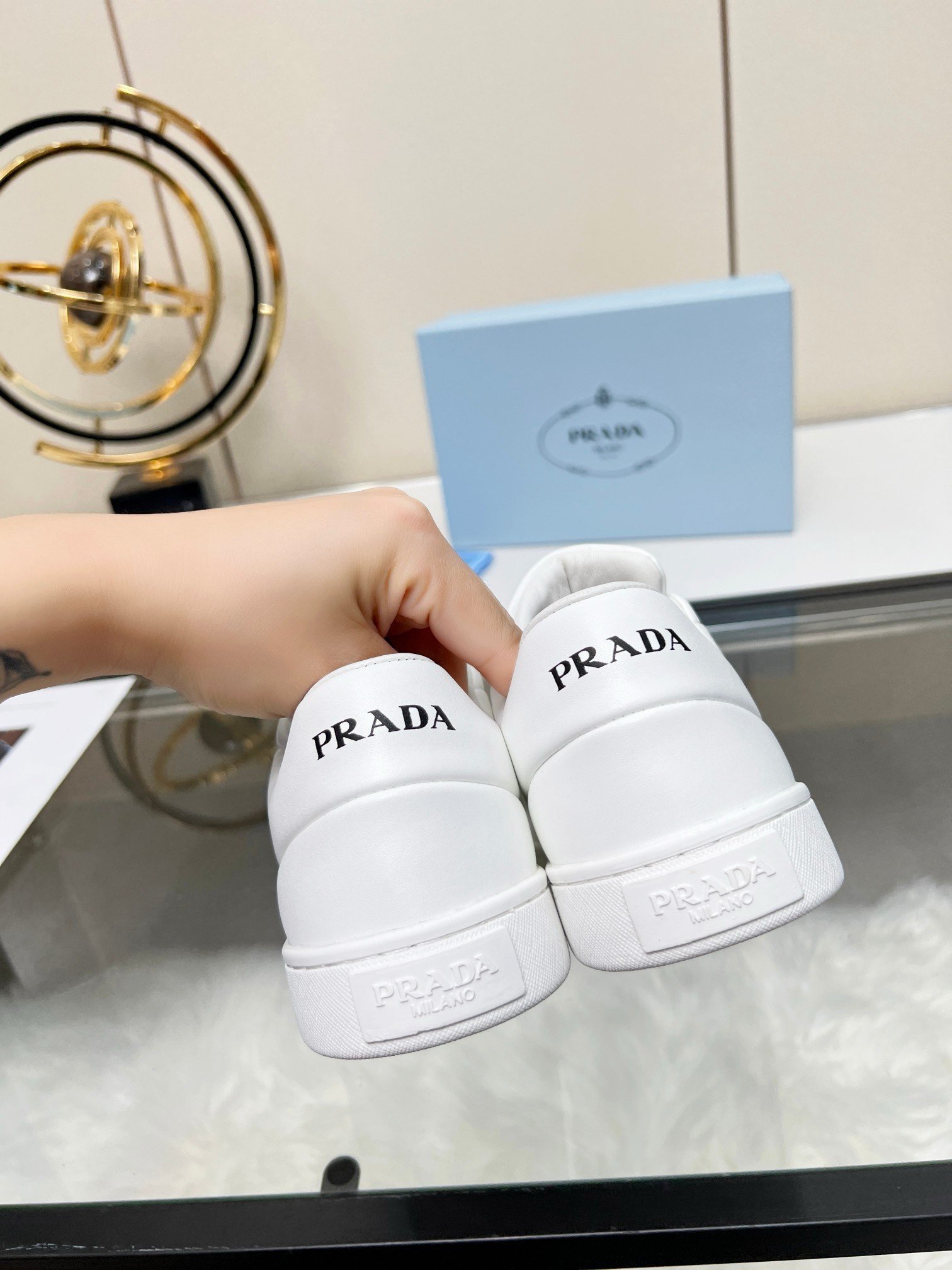 Prada Women's Sneakers in White Nappa Leather