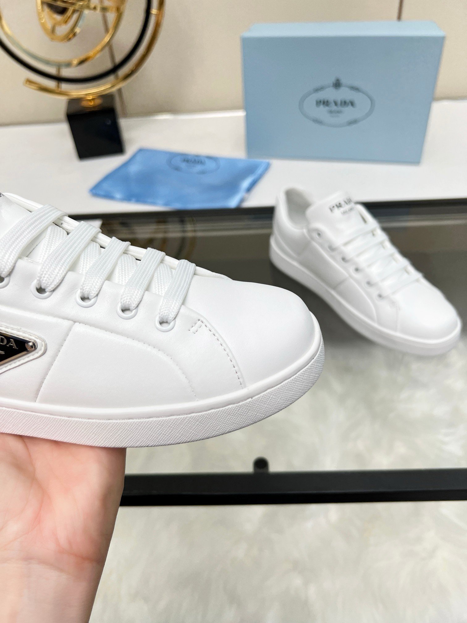 Prada Women's Sneakers in White Nappa Leather