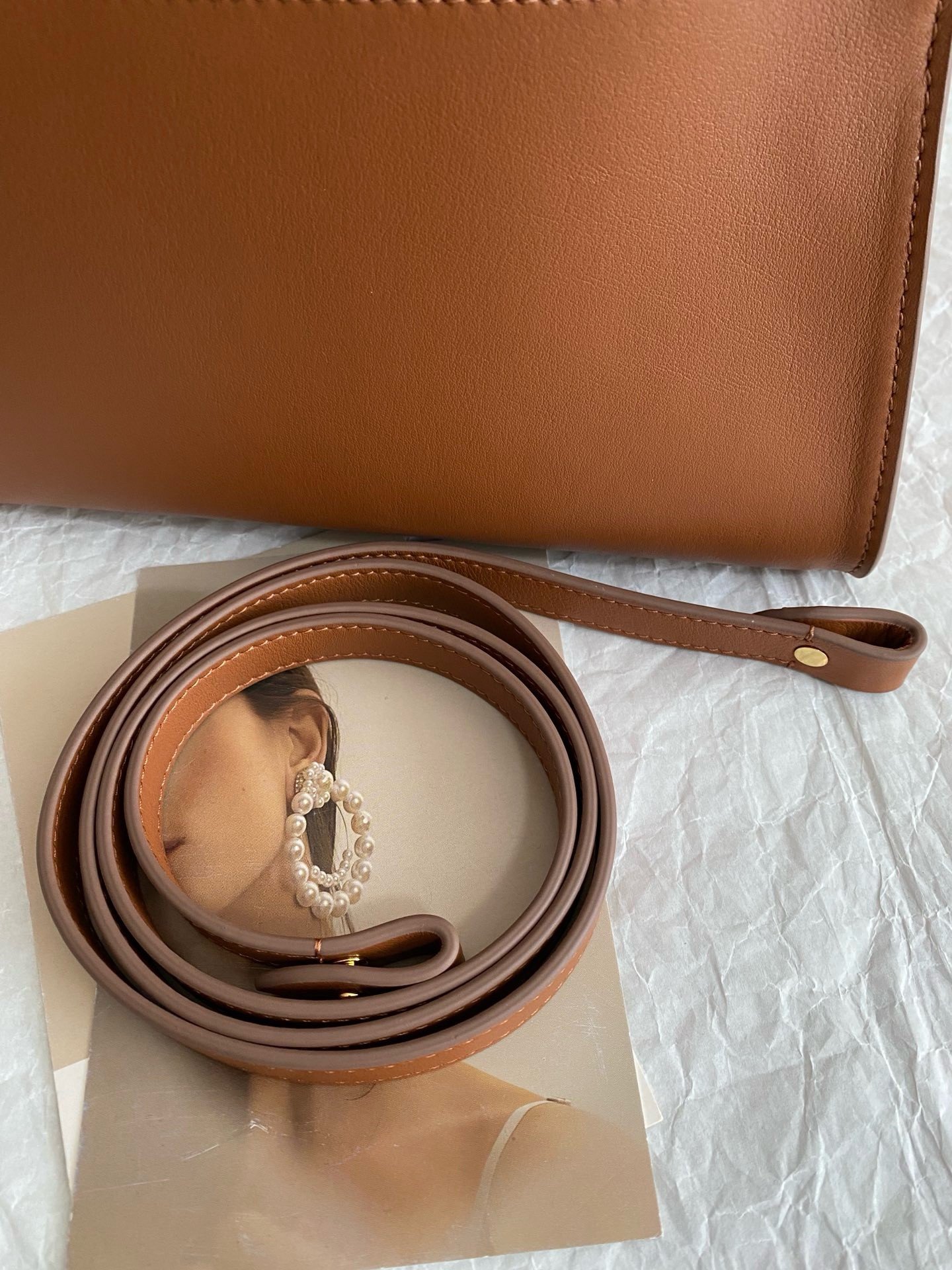 The Row Margaux 10 Top Handle Bag in Brown Leather