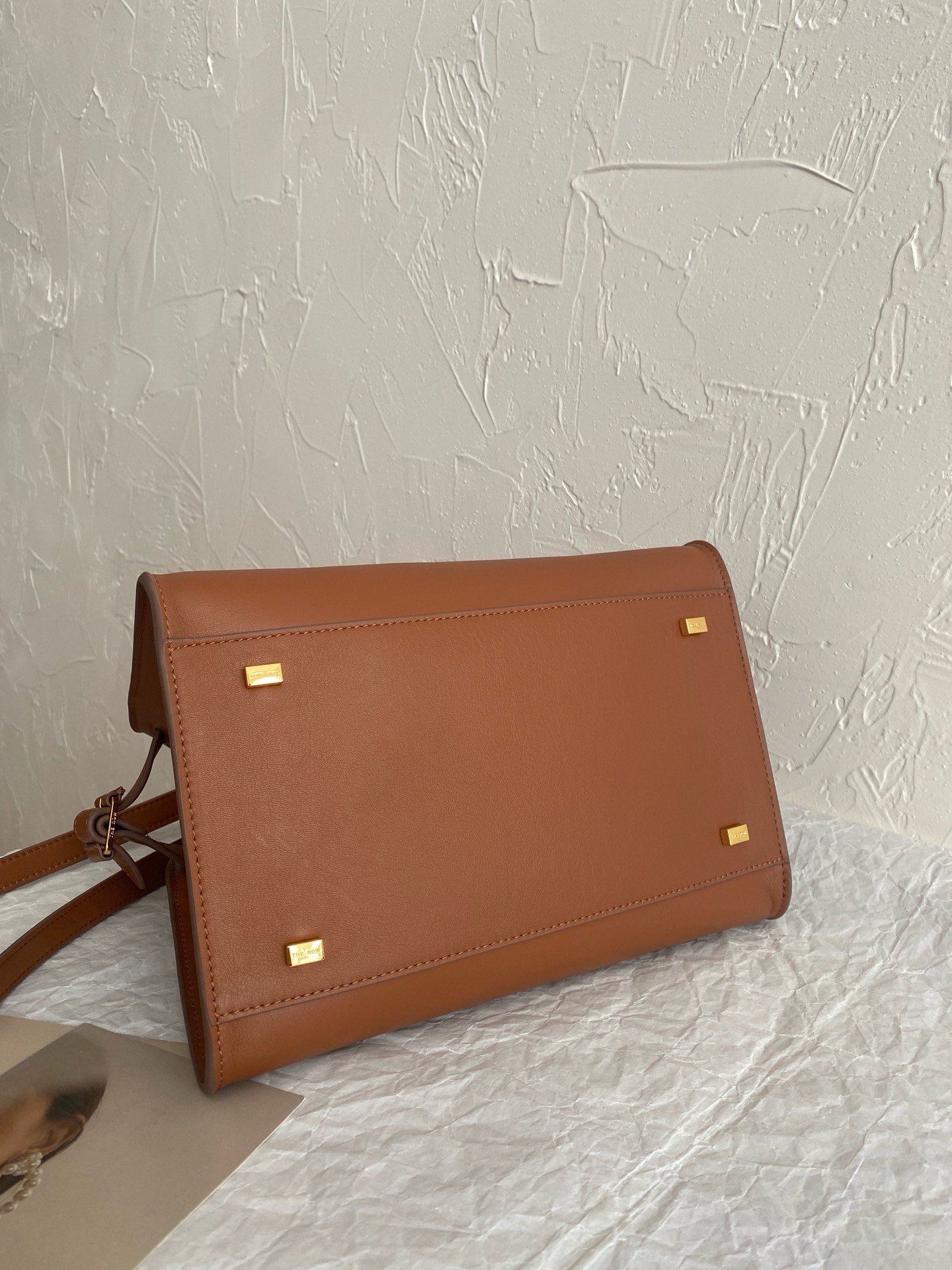 The Row Margaux 10 Top Handle Bag in Brown Leather