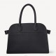 The Row Margaux 10 Top Handle Bag in Black Grained Leather