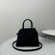 The Row Margaux 10 Top Handle Bag in Black Suede Leather