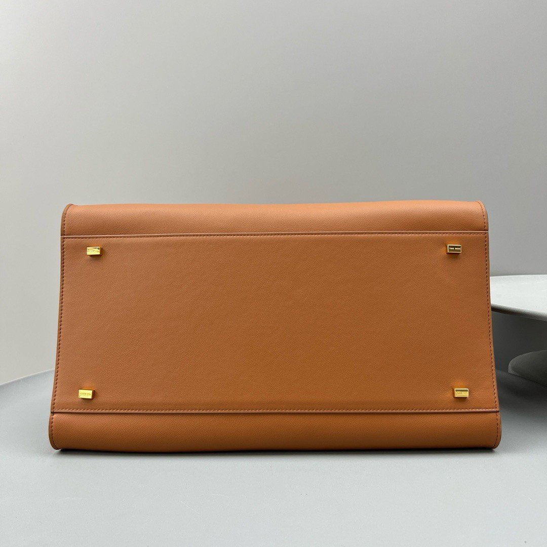 The Row Margaux 15 Top Handle Bag in Brown Leather