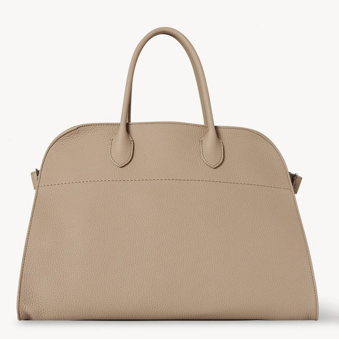 The Row Margaux 15 Top Handle Bag in Sand Grained Leather