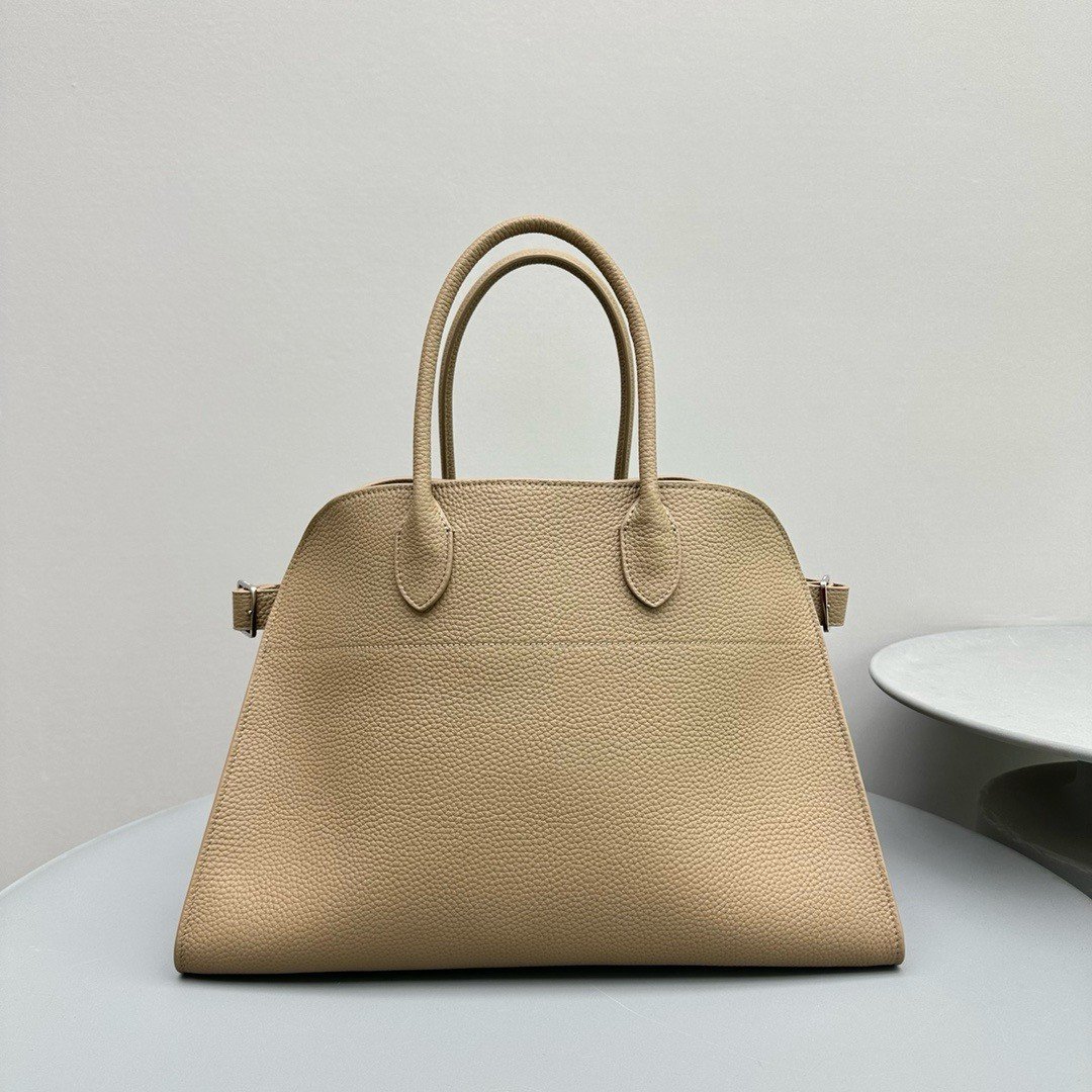 The Row Margaux 15 Top Handle Bag in Sand Grained Leather