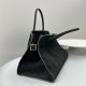 The Row Margaux 15 Top Handle Bag in Black Suede Leather