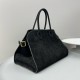 The Row Margaux 15 Top Handle Bag in Black Suede Leather