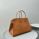 The Row Margaux 17 Top Handle Bag in Brown Leather