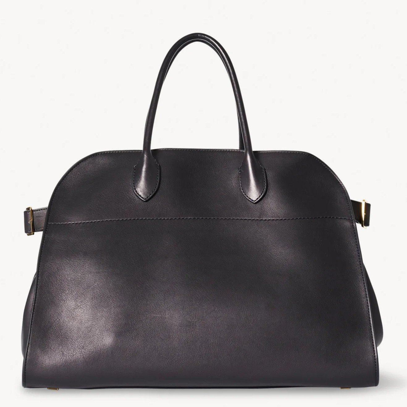 The Row Margaux 17 Top Handle Bag in Black Leather