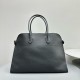 The Row Margaux 17 Top Handle Bag in Black Grained Leather