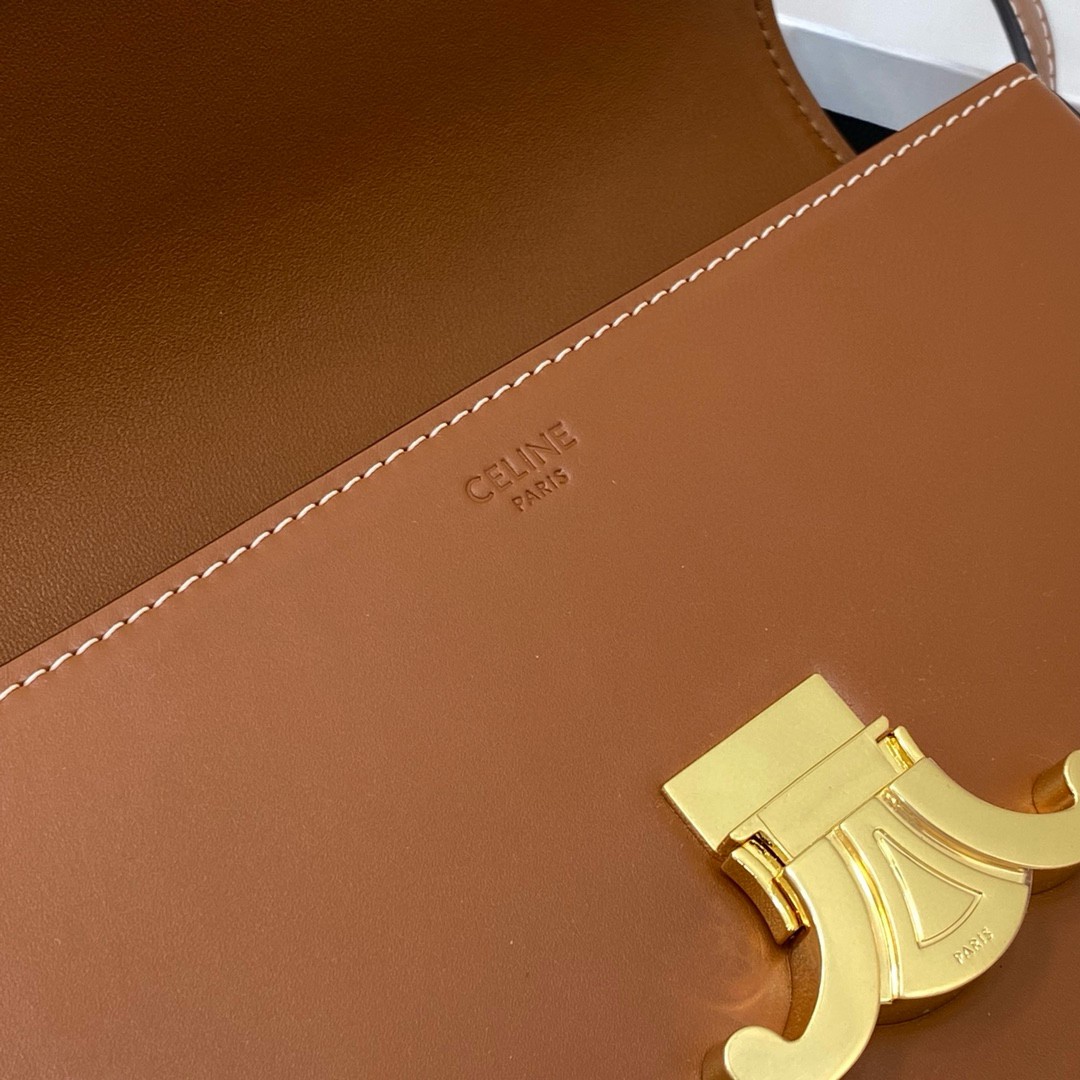 Celine Claude Shoulder Bag in Brown Calfskin