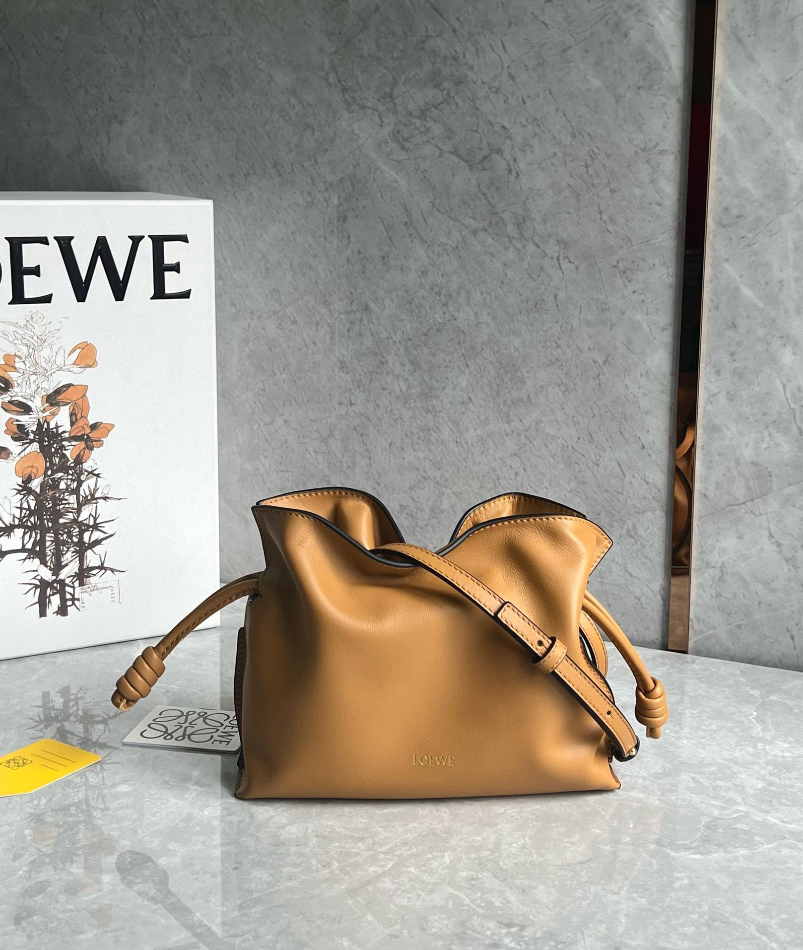 Loewe Mini Flamenco Clutch Bag in Warm Desert Nappa Calfskin