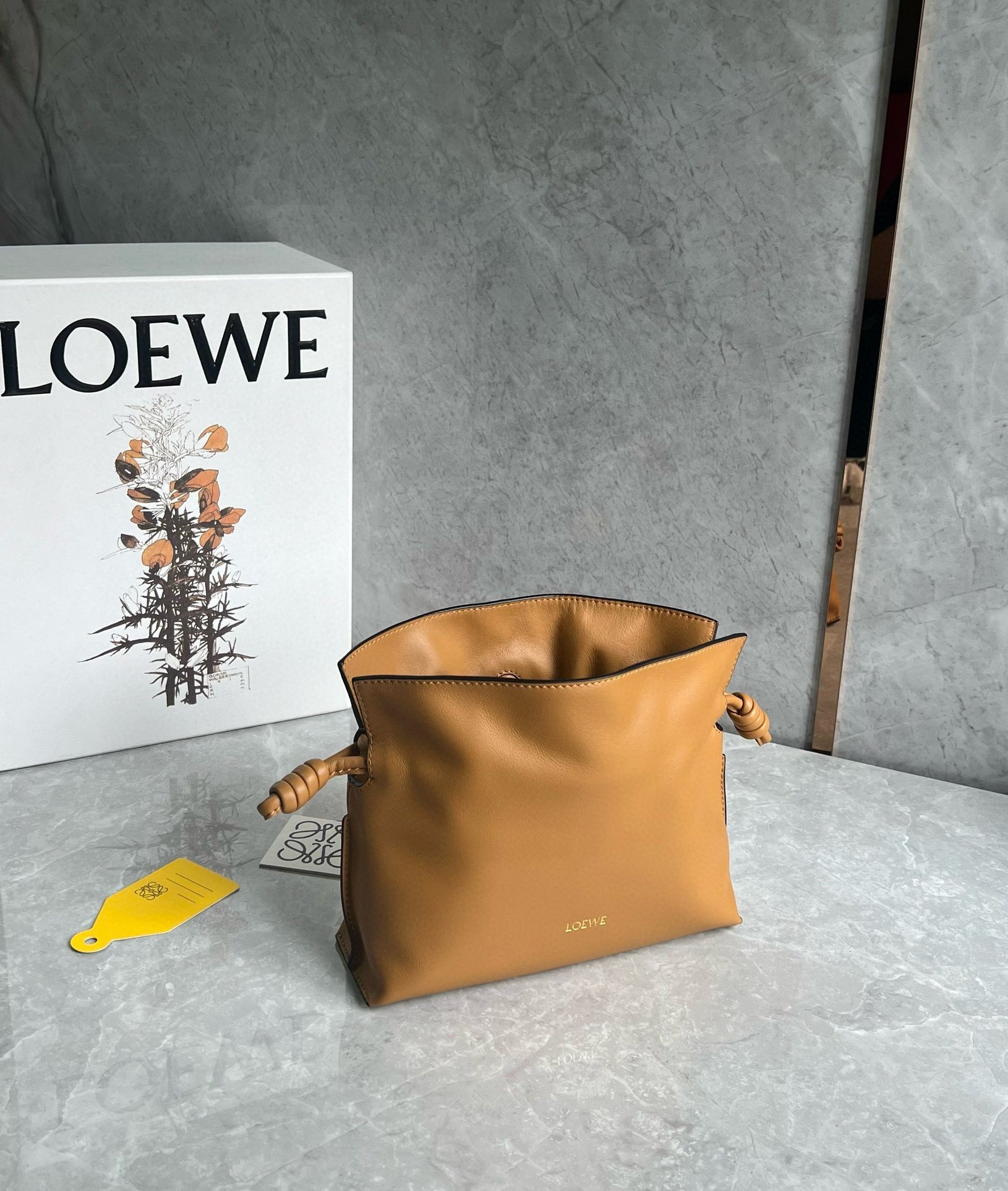 Loewe Mini Flamenco Clutch Bag in Warm Desert Nappa Calfskin