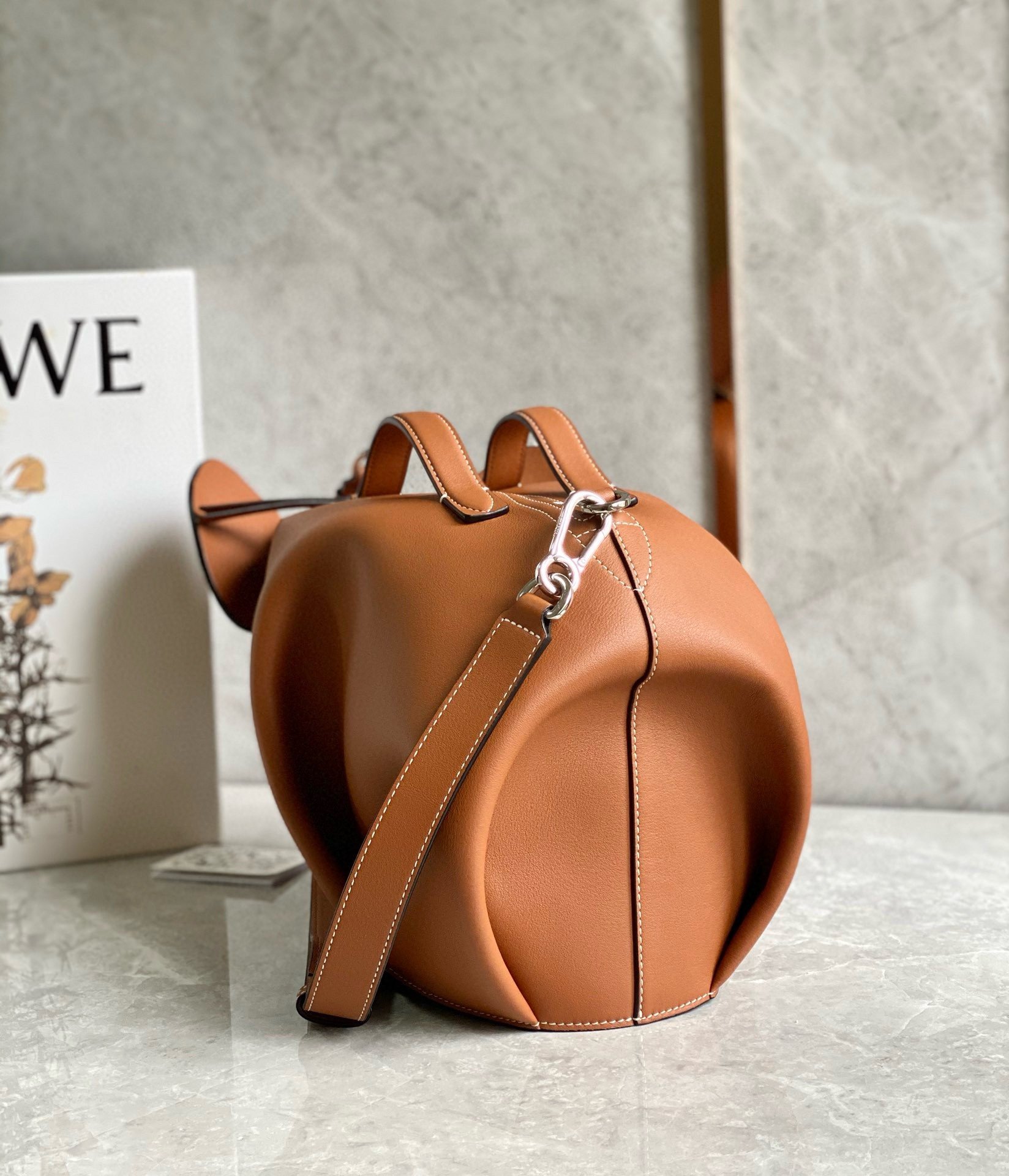 Loewe Large Elephant Bag in Brown Calfskin