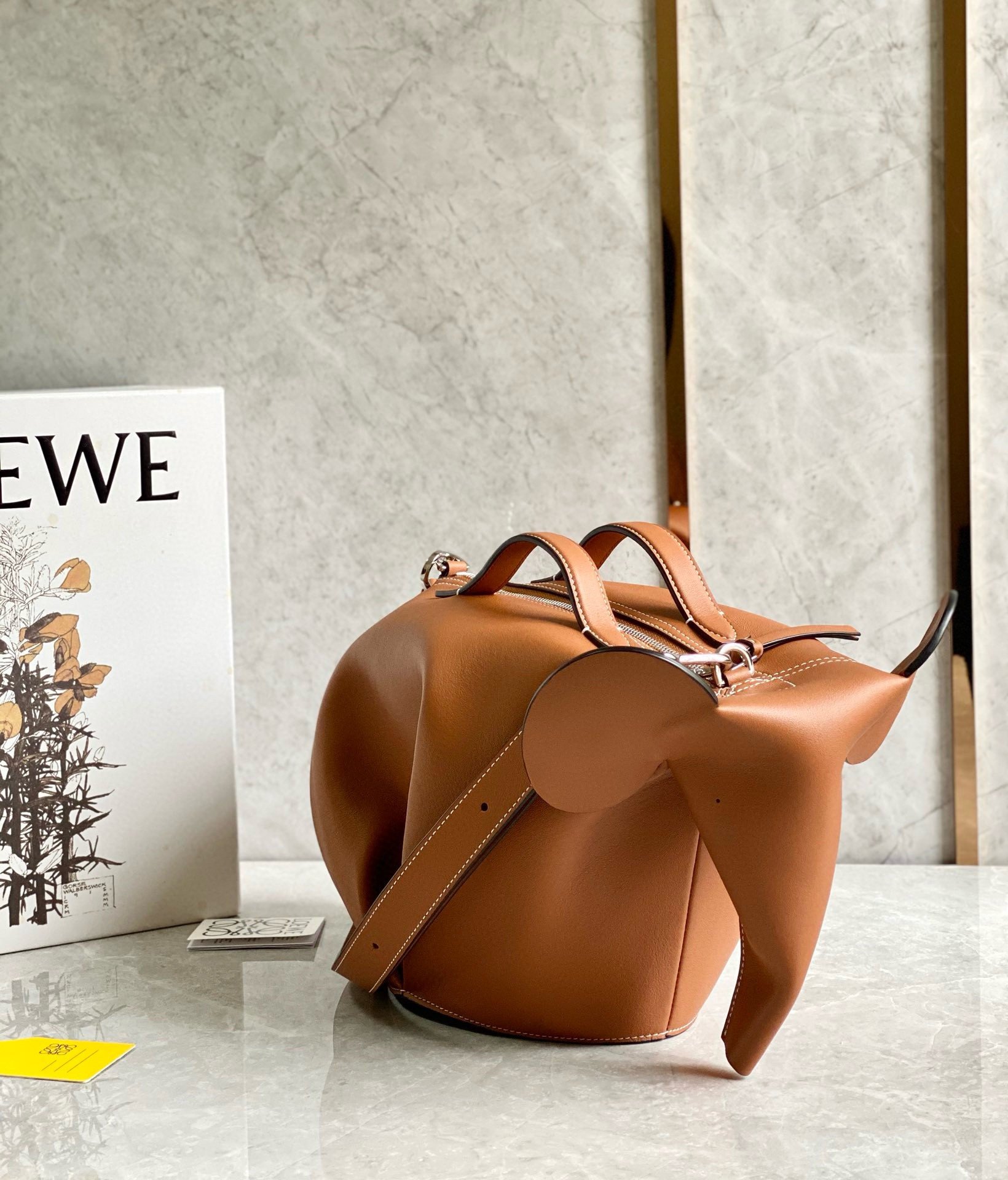 Loewe Large Elephant Bag in Brown Calfskin