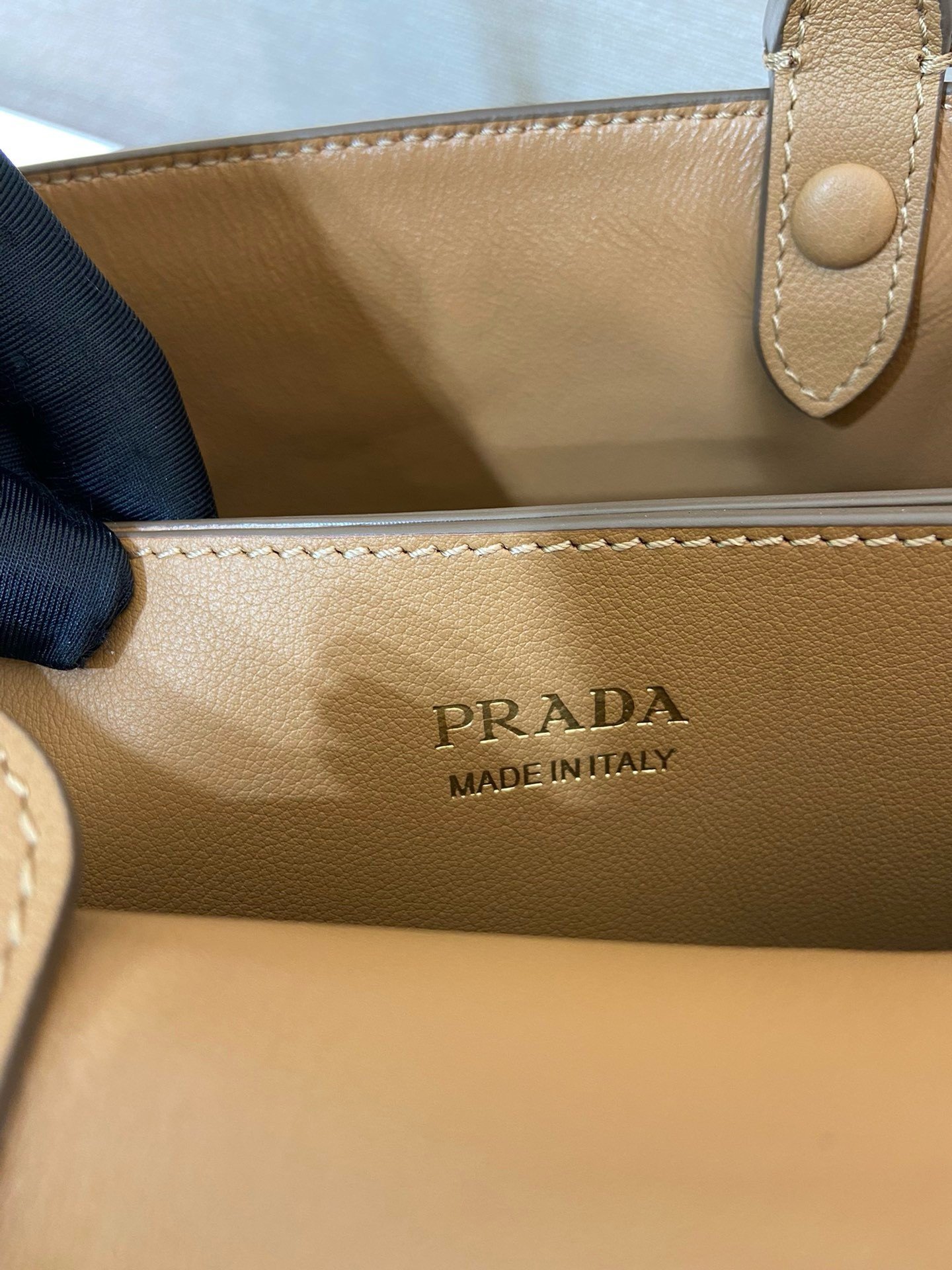 Prada Buckle Small Bag with Double Belt in Brown Leather