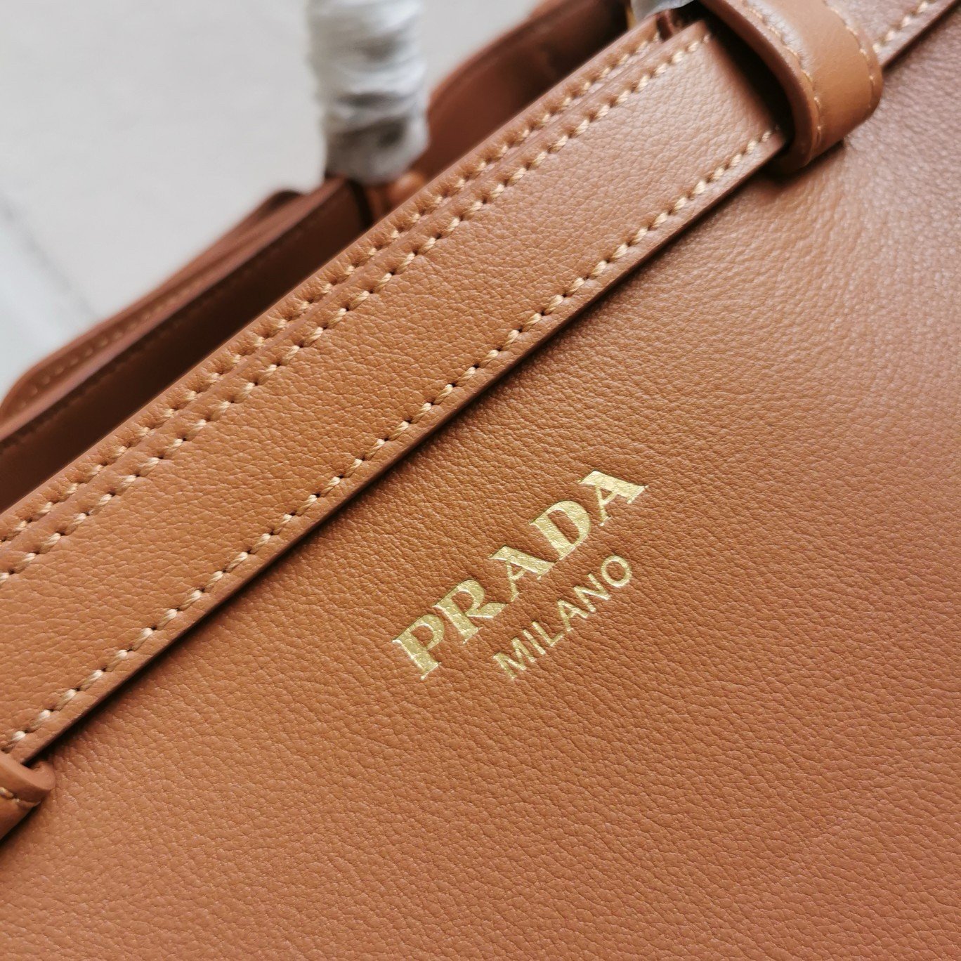 Prada Buckle Medium Bag with Double Belt in Brown Leather