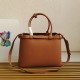 Prada Buckle Medium Bag with Double Belt in Brown Leather