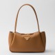 Prada Shoulder Bag in Brown Calfskin with Triangle Logo