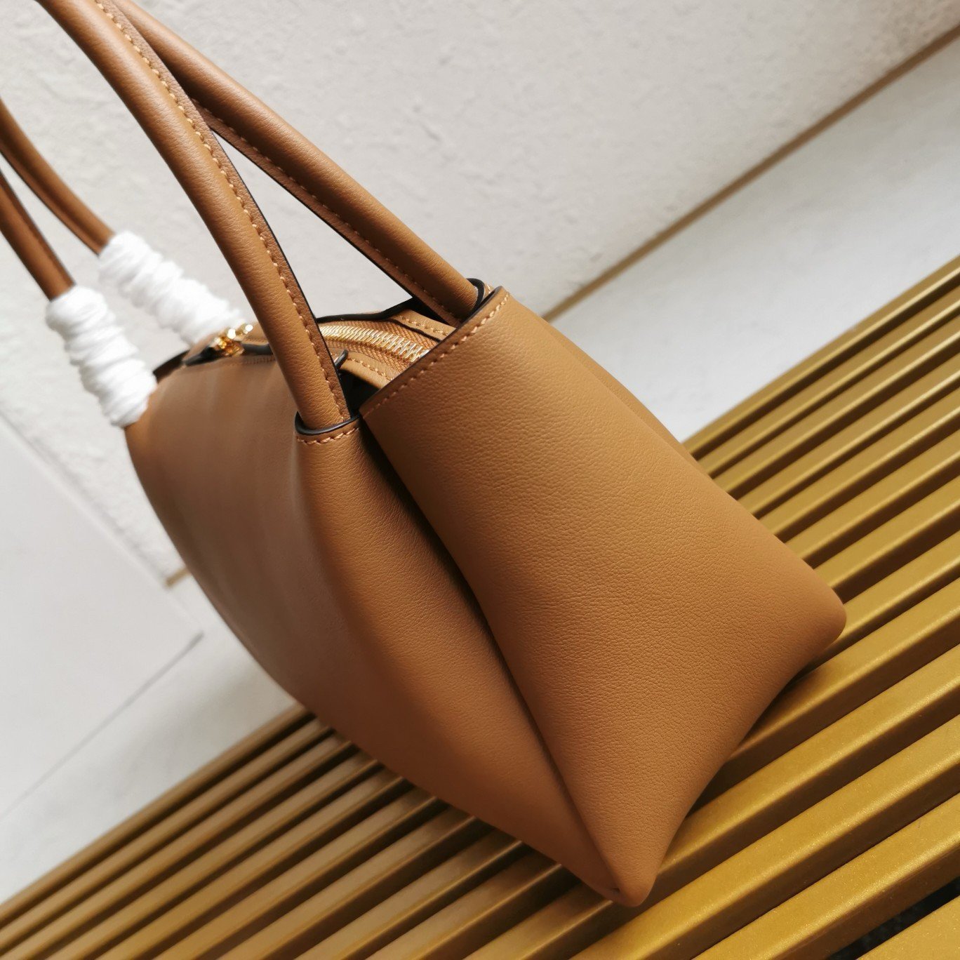 Prada Shoulder Bag in Brown Calfskin with Triangle Logo