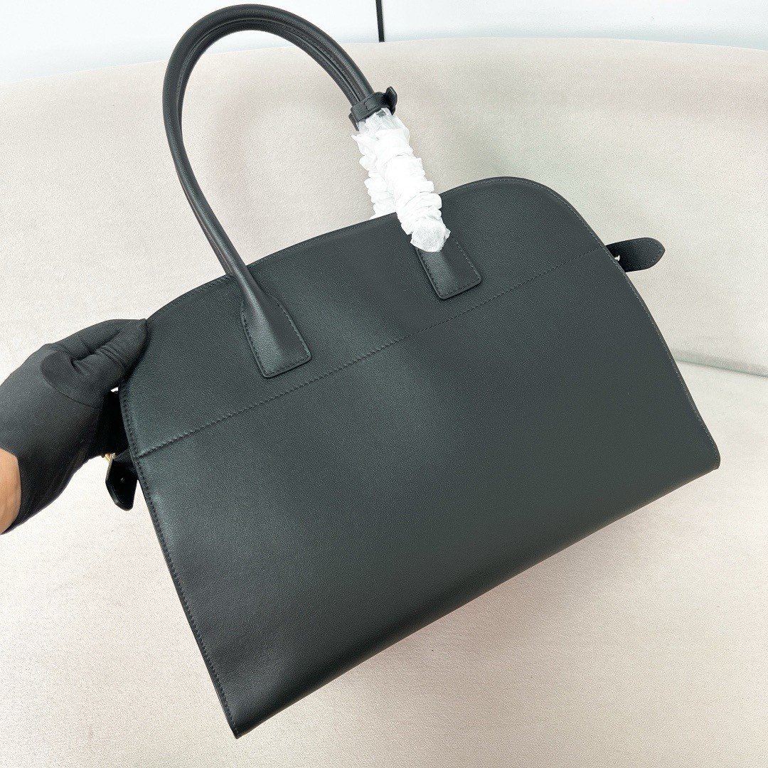 Prada Large Tote Bag in Black Leather with Buckles