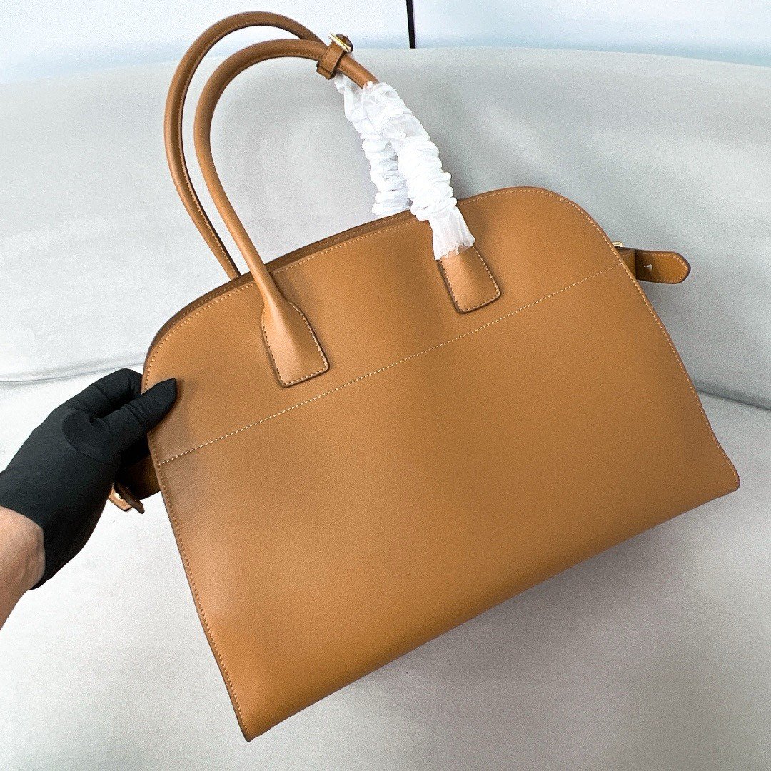 Prada Large Tote Bag in Brown Leather with Buckles