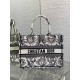 Dior Medium Book Tote Bag in White Toile de Jouy Soleil Embroidery