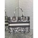 Dior Medium Book Tote Bag in White Toile de Jouy Soleil Embroidery