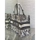 Dior Medium Book Tote Bag in White Toile de Jouy Soleil Embroidery