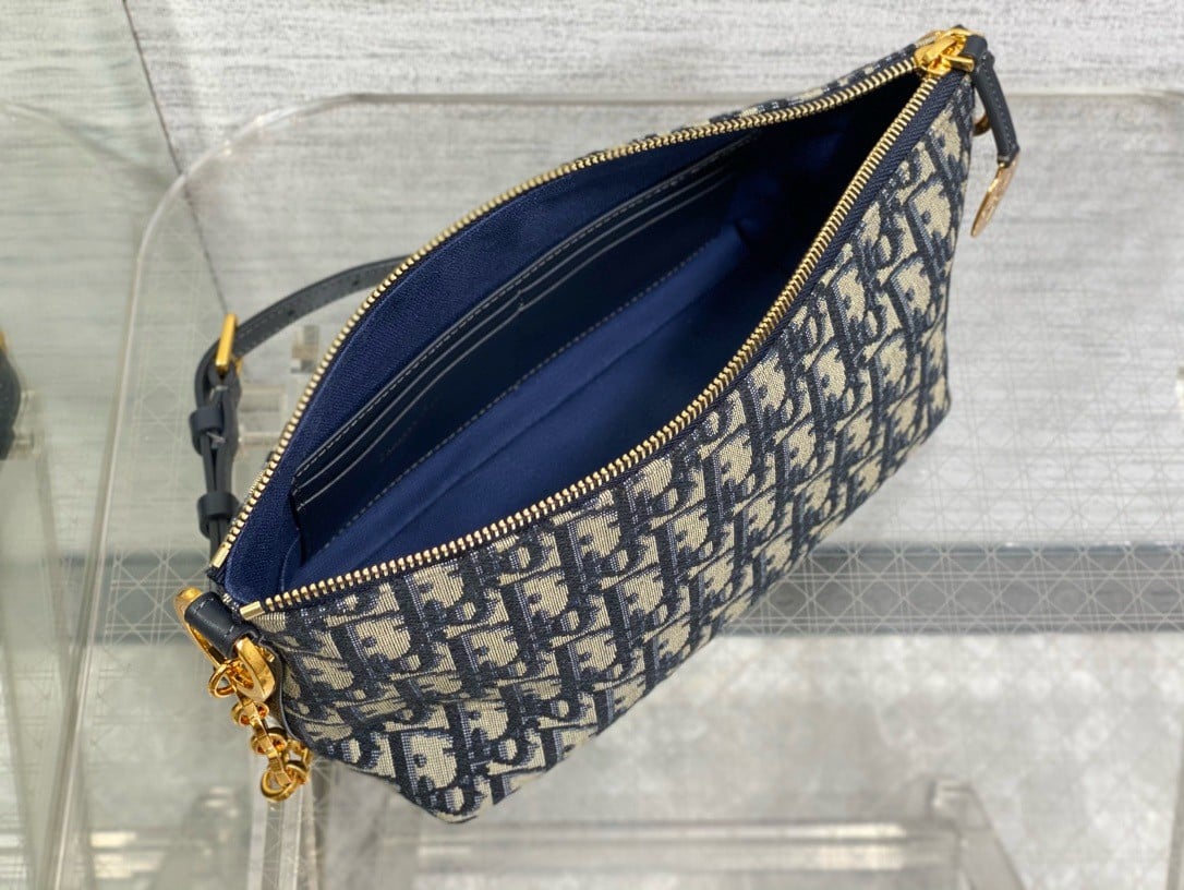 Dior Diorstar Hobo Bag with Chain in Blue Oblique Jacquard