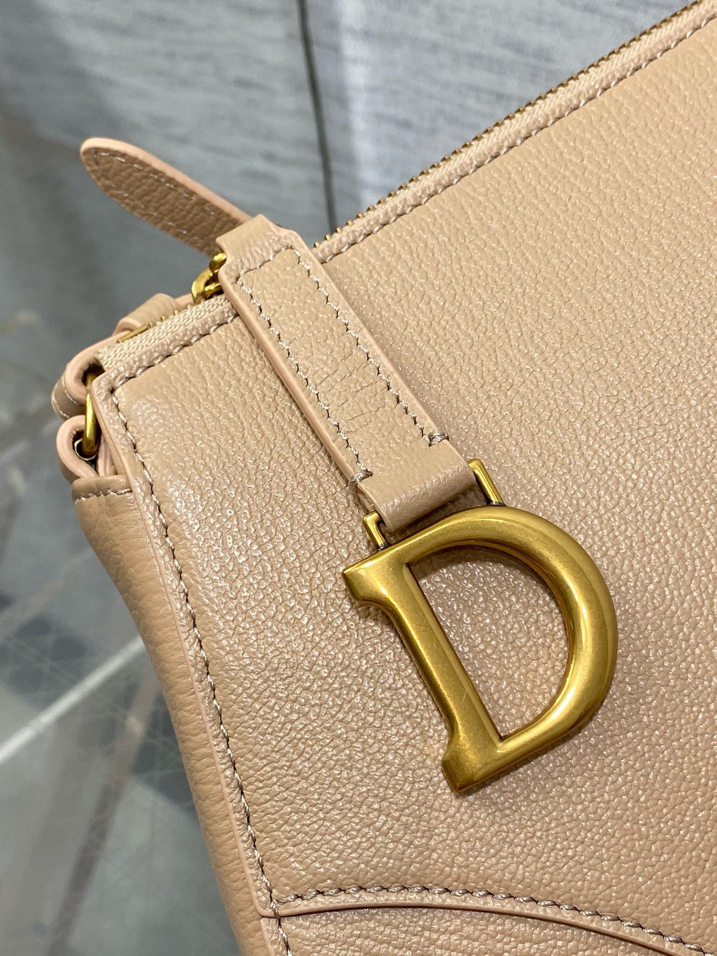 Dior Saddle Rodeo Pouch in Biscuit Goatskin