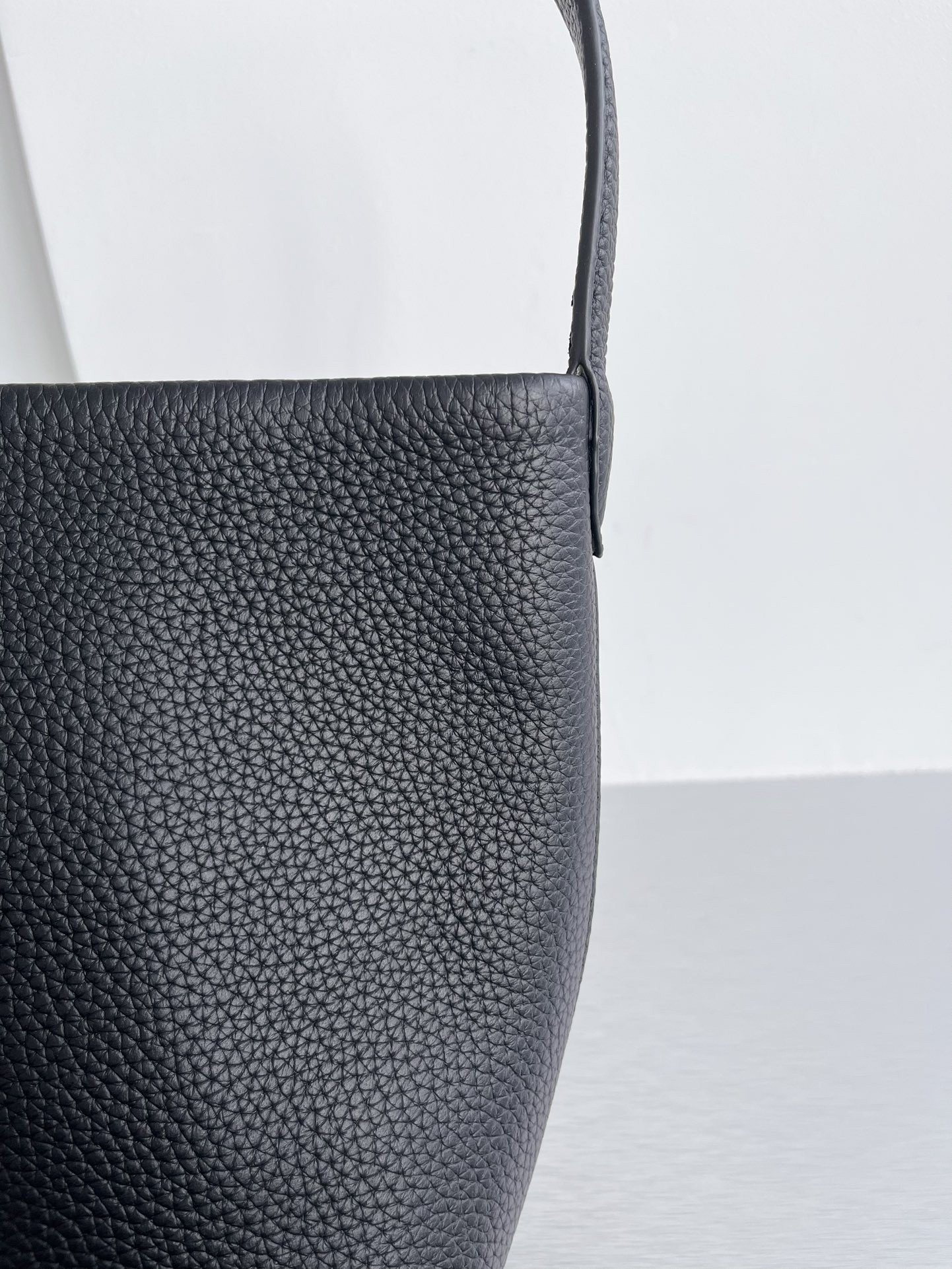 The Row Small N/S Park Tote in Black Grained Leather