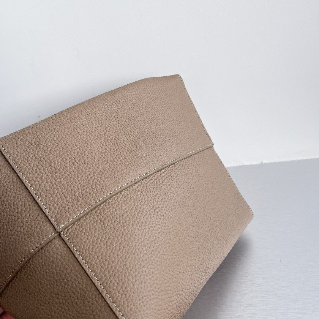 The Row Small N/S Park Tote in Taupe Grained Leather